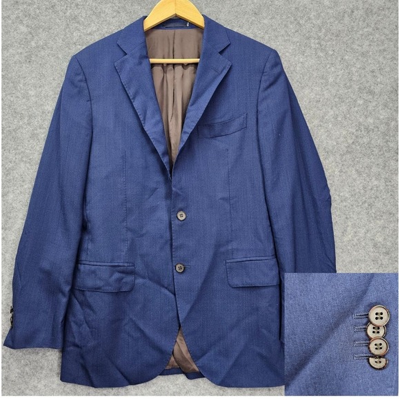 Suitsupply Blazer Mens 36L Long XS Blue‎ Slim Italian Vitale Barberis Canonico